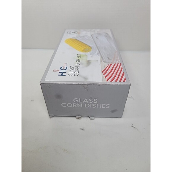 HIC Kitchen Corn Dishes, Pressed Decorative Glass, Set of 4 Corn Dish, Glass - Picture 2 of 4